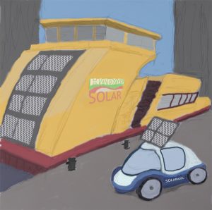 Hadag-Solarfähre und Solar-Mobil