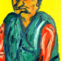 <b>"Rudi"</b><br />1996<br />Oel auf Leinwand, 70x50 cm<br />Preis: auf Anfrage<br />Werksnummer: MMeG104<br /> Rudi