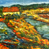 <b>"Flusslandschaft"</b><br />Alcoutim - 1997<br />Oel auf Leinwand, 50x70 cm<br />Preis: auf Anfrage<br />Werksnummer: MLaPo08<br /> Flusslandschaft