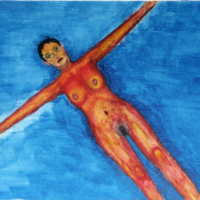 <b>"Freischwimmerin"</b><br />Stadtparksee - 2018<br />Aquarell auf Papier matt, 17x24 cm<br />Preis: unverkaeuflich<br />Werksnummer: MAkG201<br /> Freischwimmerin