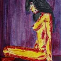 <b>"Innehalten"</b><br />2018<br />Aquarell auf Papier matt, 24x17 cm<br />Preis: unverkaeuflich<br />Werksnummer: MAkG106<br /> Innehalten