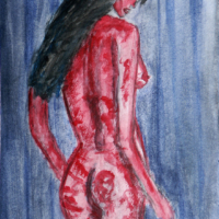 <b>"Blick nach unten"</b><br />2018<br />Aquarell auf Papier matt, 24x17 cm<br />Preis: unverkaeuflich<br />Werksnummer: MAkG107<br /> Blick nach unten