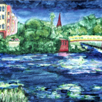 <b>"Feierabend am Fleet"</b><br />Neu-Allermoehe - 2019<br />Aquarell auf Papier, matt, 24x17 cm<br />Preis: auf Anfrage<br />Werksnummer: MLaHa06<br /><br /> Feierabend am Fleet